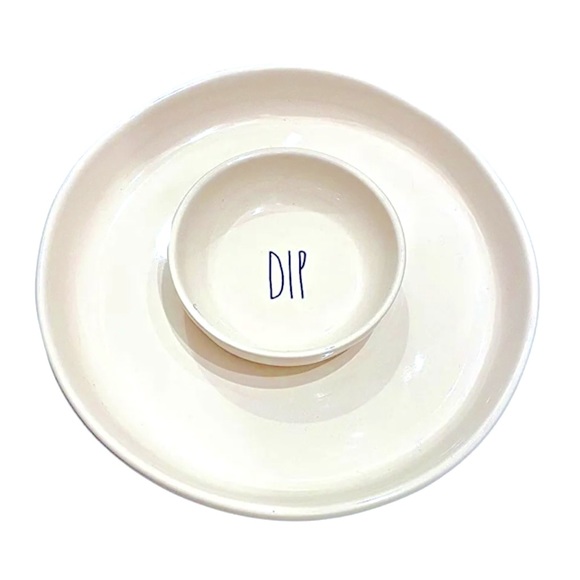 Rae Dunn Magenta Ceramic Chip & Dip Serving Dish Plate 10” Diameter - Picture 3 of 3